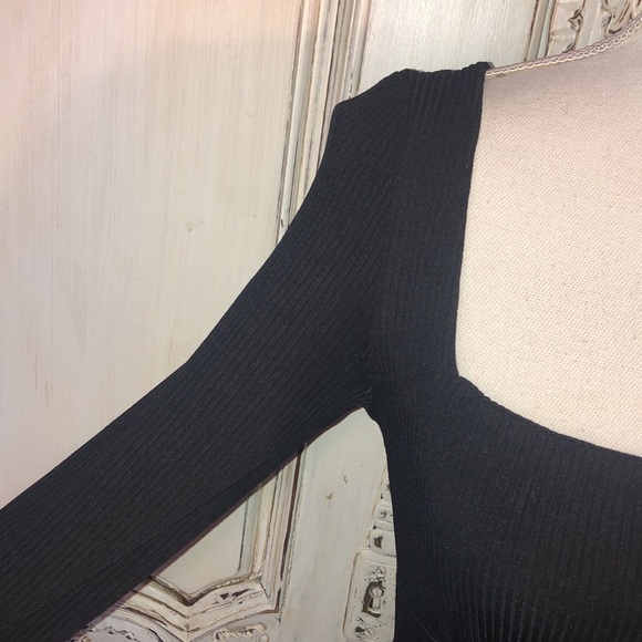 Princess Polly xx Ribbed Knit Long Sleeves Square Neck Bodycon Romper Size 4 - Picture 5 of 14